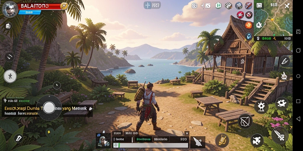 Tampilan gameplay BALAITOTO dalam dunia terbuka yang indah.