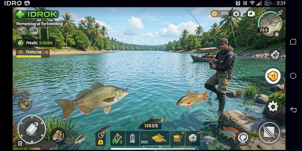 Tampilan gameplay memancing yang memikat dan menantang di IDROK.